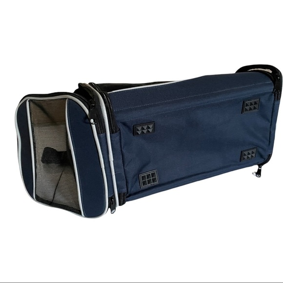 PET carrier Small dog/cat blue canvas/mesh with shoulder strap. - Picture 4 of 16